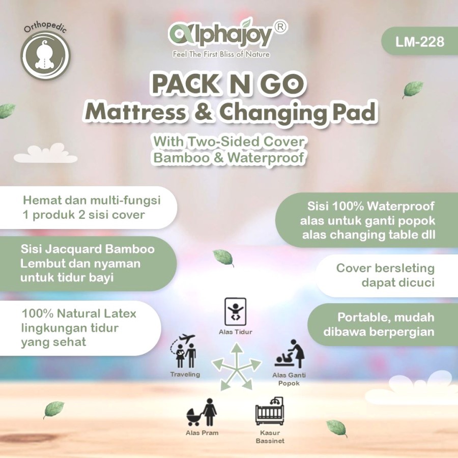 Alphajoy PACK N GO Mattress Changing Pad Latex Waterproof alas bayi