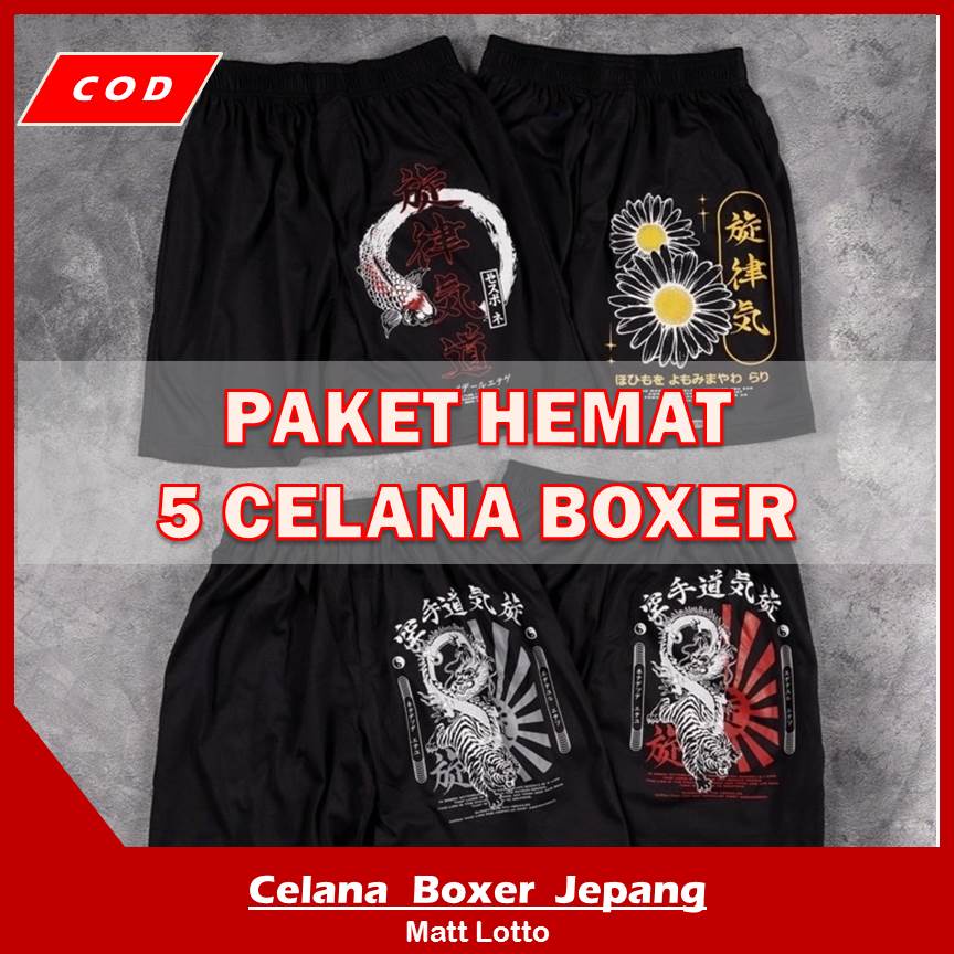 Paket 5 Pcs Celana Pendek Boxer Pria Dewasa Bokser Kolor Cowok Unisex