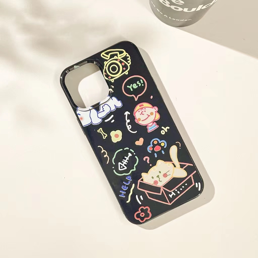 IPHONE Ins Anime Graffiti Cocok Untuk Iphone14 14pro 14plus 13 13mini 13pro 13prm iPhone12 7Plus 8Plus Xr XS 13 12mini Pro Max Empat Sudut Casing Ponsel Tahan Guncangan
