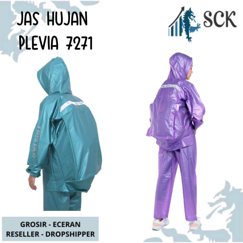 Jas Hujan PLEVIA 7271 Pria Wanita Tristar Dewasa [Backpack] / Mantol / Jas Hujan Plevia - sckmenwear GROSIR