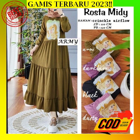 Indistoree - Gamis Cika Crinkle Airflow Terbaru 2022 Kekinian Viral Dewasa Simpel Elegan Busui Frend
