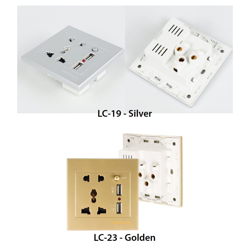 YGRETTE - TAFFWARE Stop Kontak Universal UK EU US &amp; 2 Port USB Wall Socket