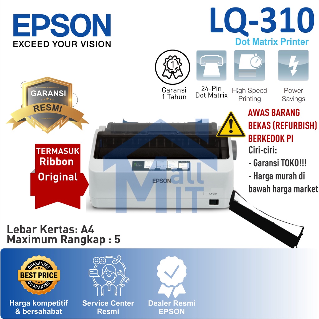 PRINTER EPSON LQ310 EPSON LQ-310 LQ310 LQ 310 GARANSI RESMI SEINDONESIA