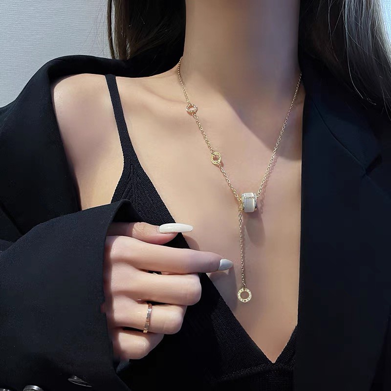 2022 Dress Mini Lengan Pendek Gaya Eropa / Amerika Untuk Wanita | Kalung Rantai Klavikula Bahan Stainless Untuk Aksesoris