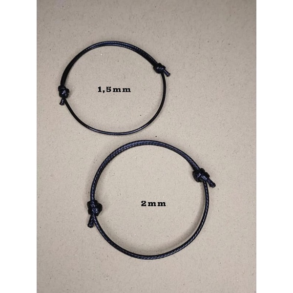 Gelang hitam polos tali korea 1,5mm 2mm - hitam