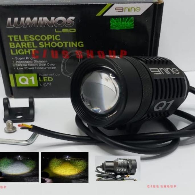 LUMINOS LAMPU SOROT Q1 Q8 LED SHOOTING LIGHT LASER 2 COLOR PUTIH KUNING POKUS UNTUK MOTOR DAN MOBIL