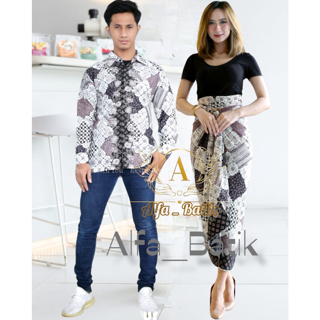 couple / couple kemeja batik / couple lilit batik /couple kondangan / set batik mumu lilac / batik couple kondangan