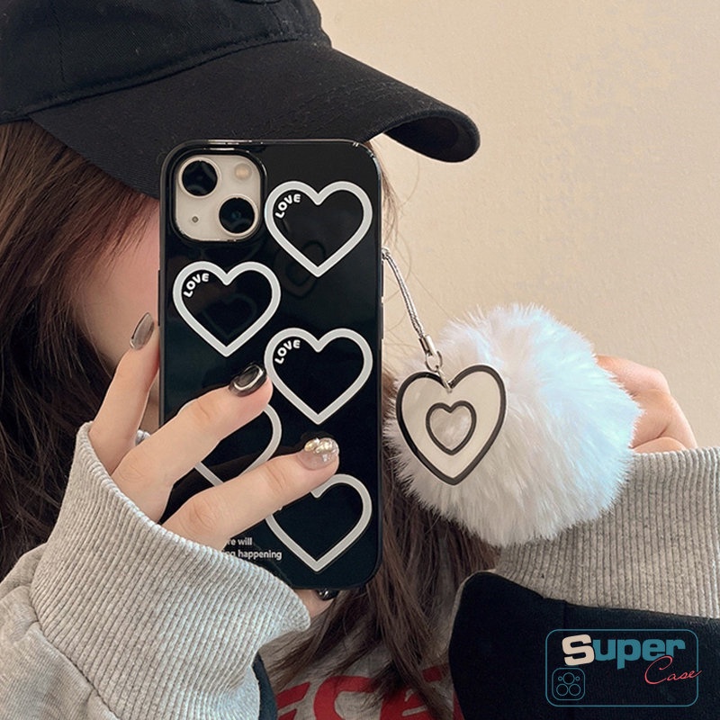 Kartun Cinta Hati Glossy Case Kompatibel Untuk IPhone 7Plus 8Plus XR 14 11 13 12 Pro Max7 8 Plus X XS Max SE 2020 Halus Lembut Tpu Full Pelindung Casing Ponsel