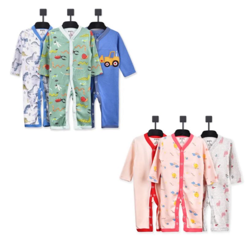 [Premium] Sleepsuit Bayi Buka Kaki Kancing Snap isi 3pc P076