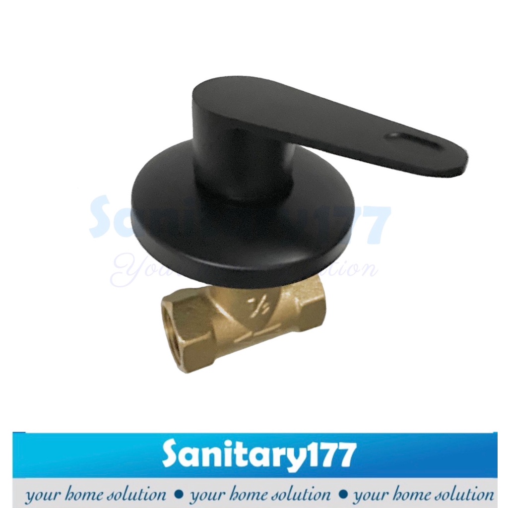 Stop Kran Shower tembok Tanam Kuningan HITAM VC-stop Keran air shower minimalis stainless Pendam Kamar Mandi Keran Air black wall faucet brass /T66