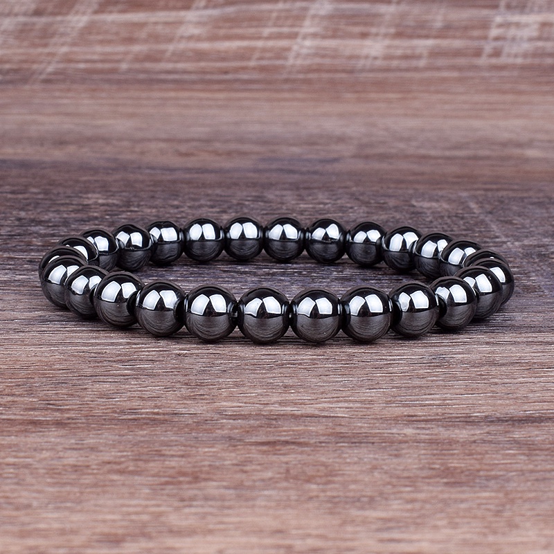 Gelang Nature Energy Hematite Protect Health Bracelets 6/8/10/12mm Magnetic Hematite Beads