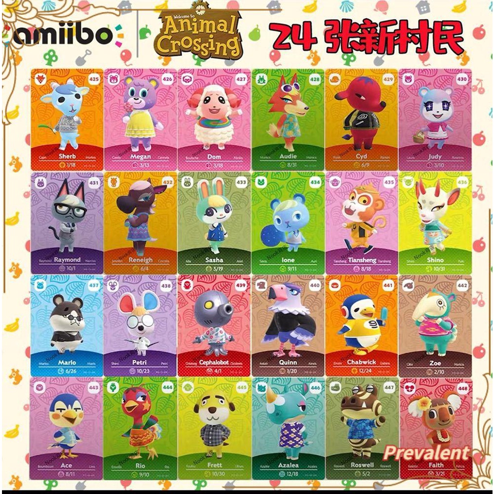 Preva Amiibo 1-24 Dari LIST NEW HORIZONS 401-448 425-448 Kartu Undangan Penduduk Desa Kecil