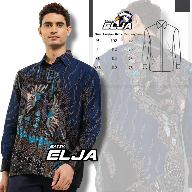 Baju Batik Lengan Panjang Warna Navy Bahan Halus Untuk Seragam Kantor Kemeja Batik Modern