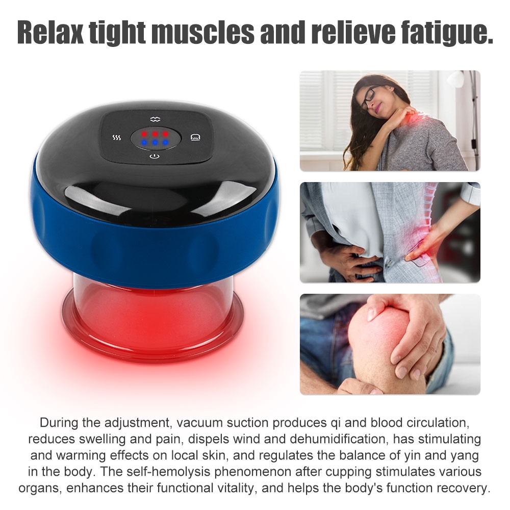 Electric Vacuum Cupping Massage Alat Kerik Elektrik Massager Alat kerok Badan Kerokan Terapi Bekam  Body Cups Anti-Cellulite Therapy Massager for Electric Guasha Scraping Fat Burning Slimming