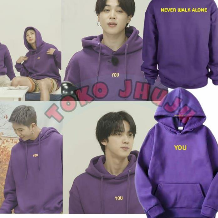 Hoodie Jumper BTS Made by Jimin You Never Walk Alone Seven with you sablon kuning