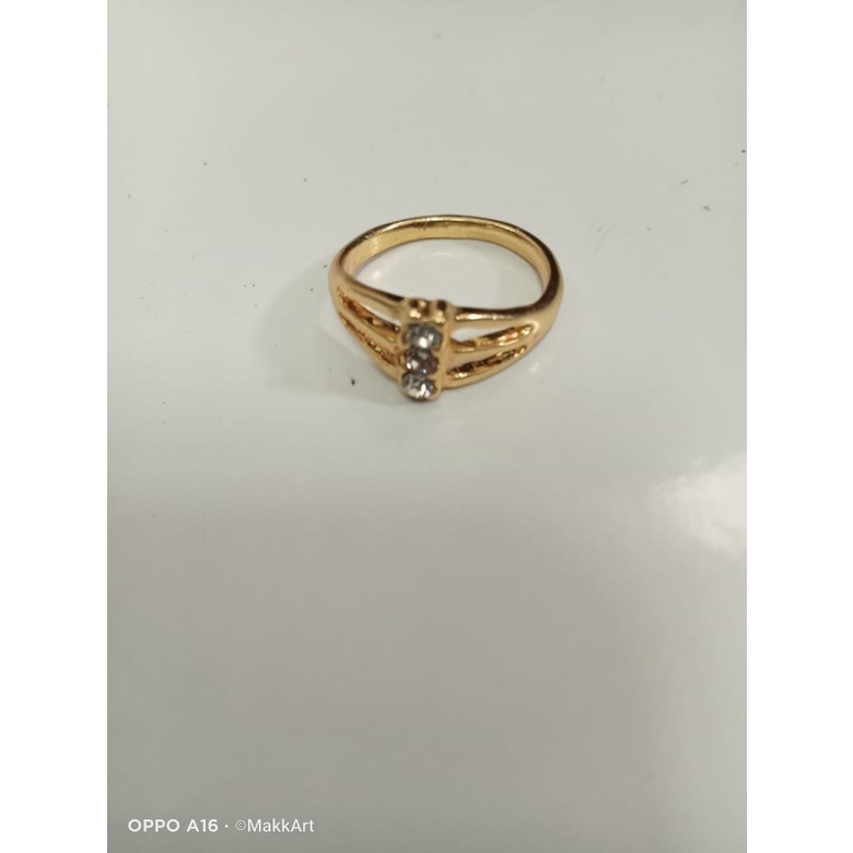 cincin Cor imitasi  CC-343A/S ,cincin LONG HOLE MATA 3 kuning dan suasa lusinan