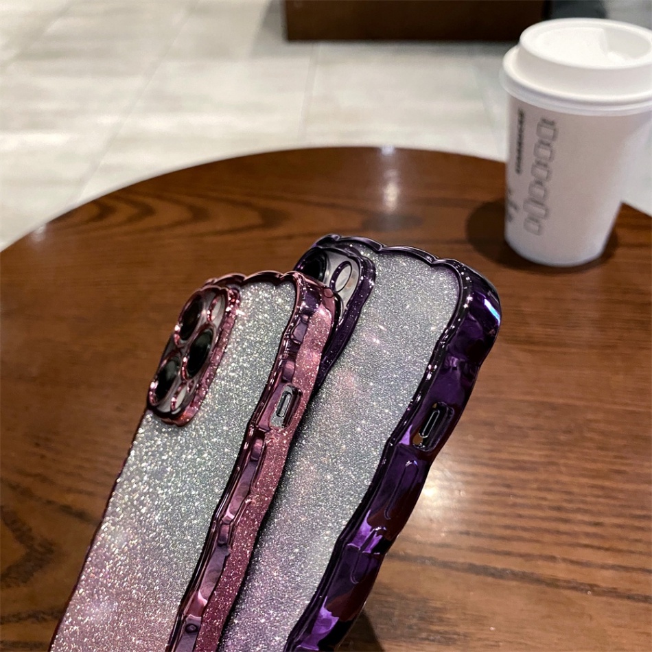 Casing Ponsel Bergelombang Mewah Untuk Iphone14Plus11 12 13 14 Pro Max Plating Bumper Cover Casing Transparan Shockproof iPhone