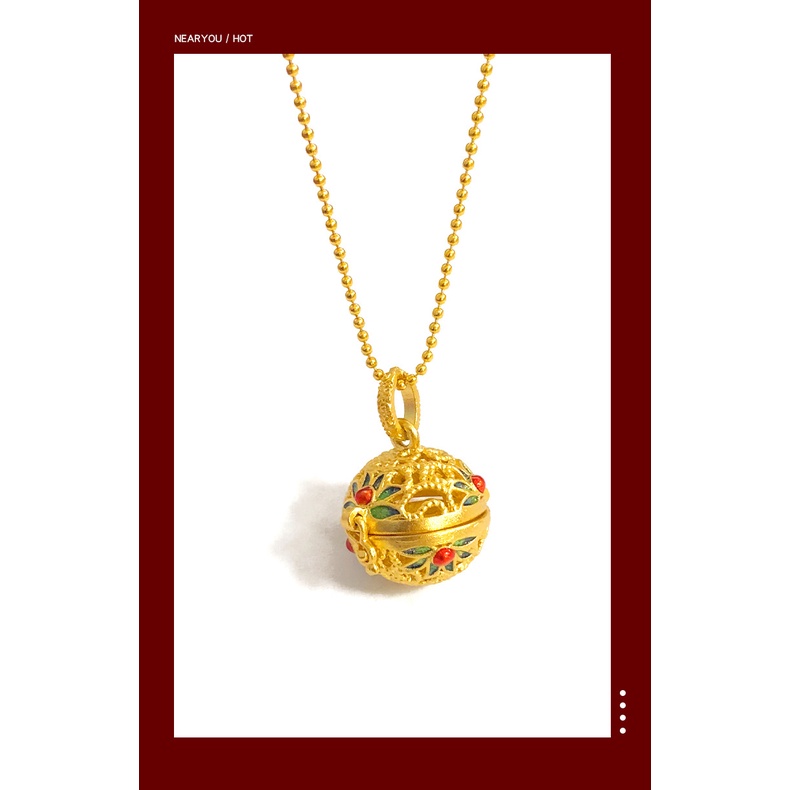 Goldkingdom Perhiasan Fashion Emas Asli Kadar 375Bangkok Aksesoris Ready Stock Gaya Kuno Membakar Sachet Biru Berlapis Emas Liontin Perempuan Gaya Nasional Melubangi Pembakar Dupa