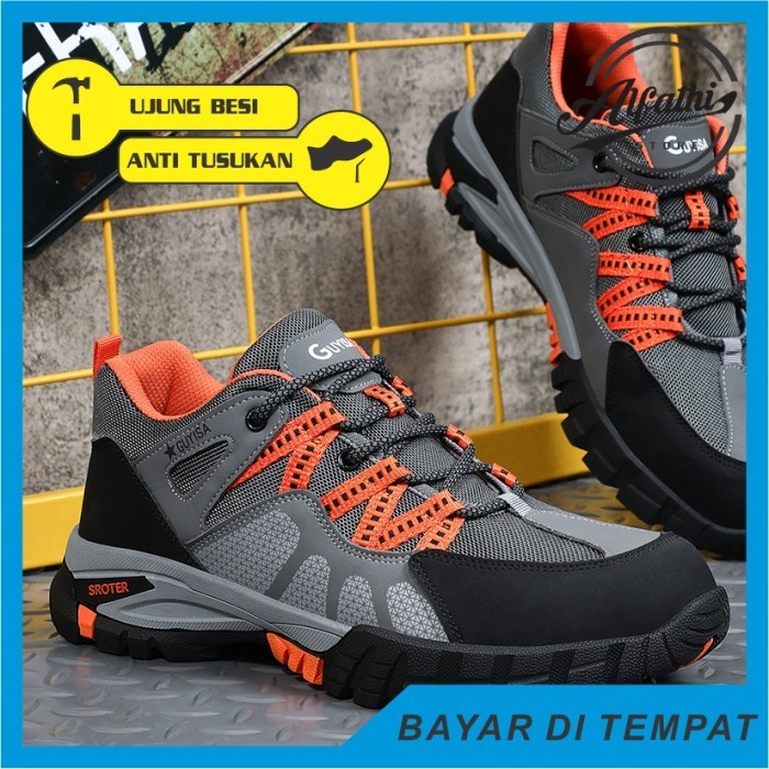 Safety Sepatu Safety Sneakers Sport New Guyisa Abu Orange