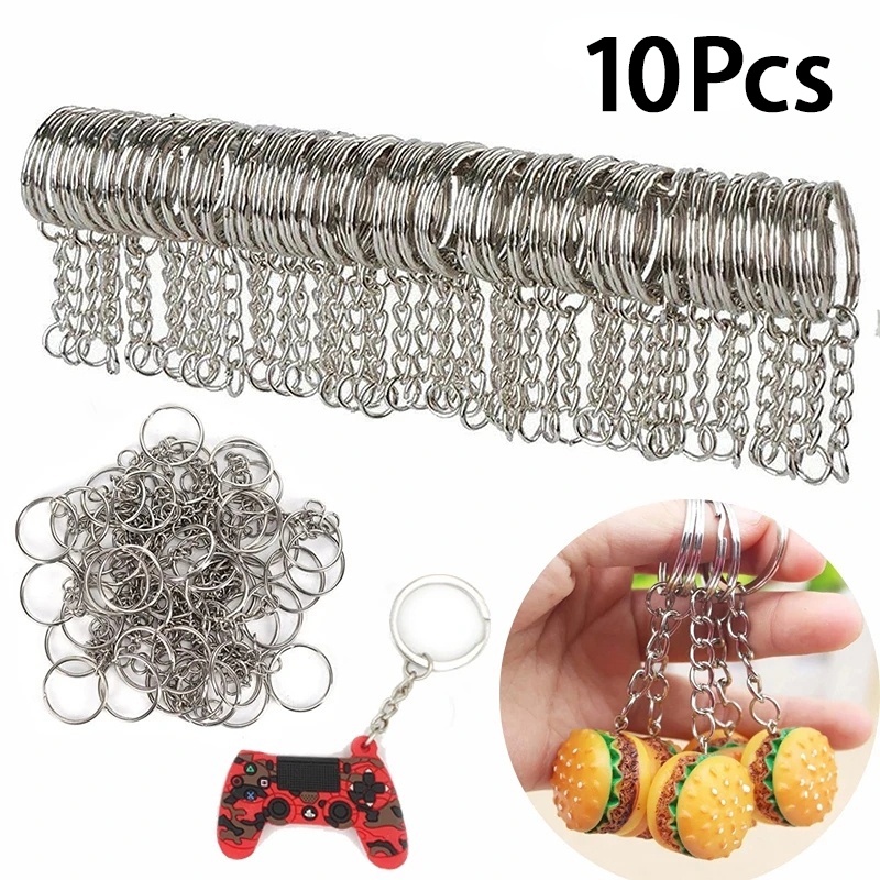 10pcs/lot DIY Membuat Perhiasan Aksesoris Kreatif Gantungan Kunci Liontin Putaran Split Keyrings Sekrup Mata Pin Key Chain Key Ring Dengan Sekrup Mata Untuk Mobil Keyring, Tas Populer