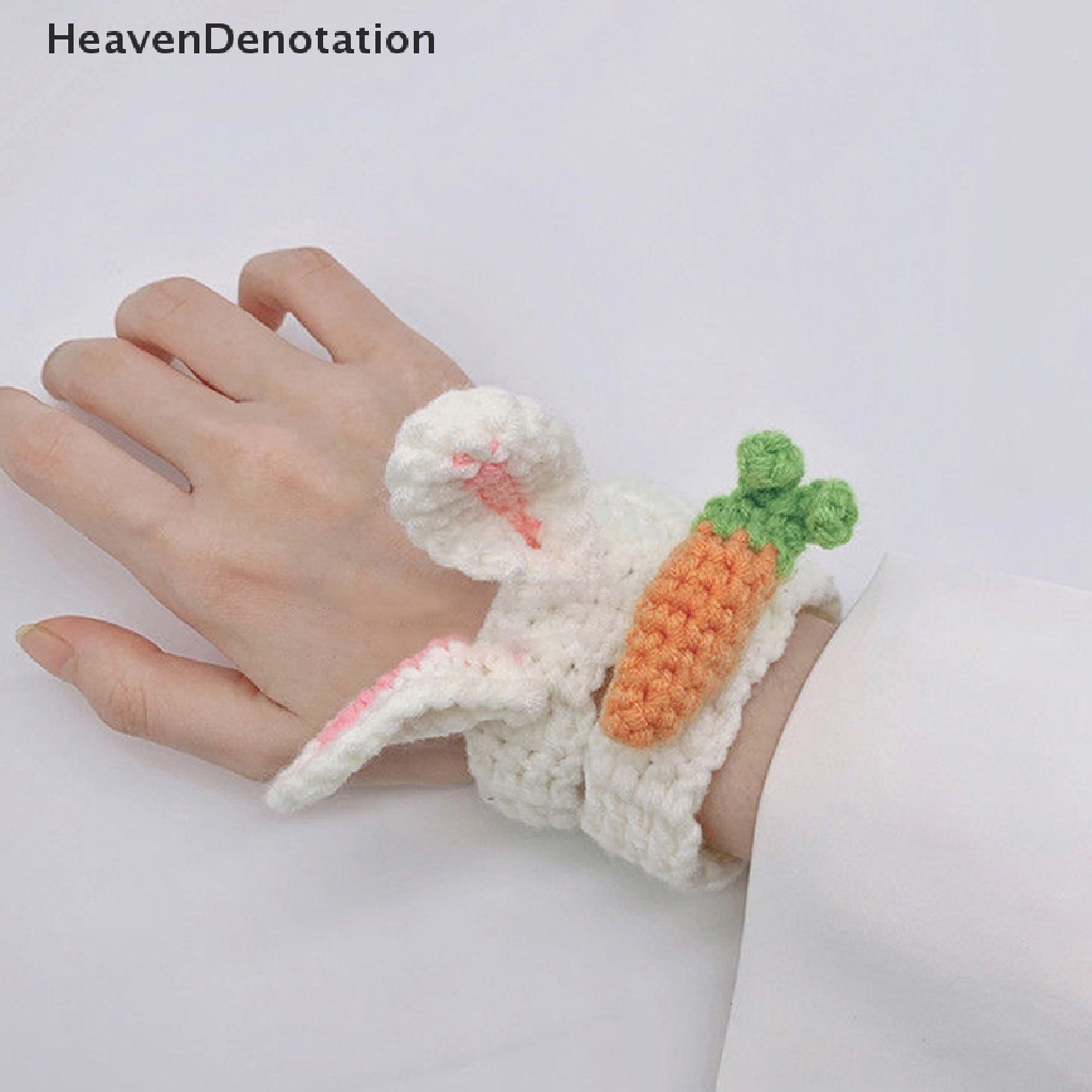 [HeavenDenotation] Lucu Wol Buatan Tangan Hewan Gelang Knitg Crochet Telinga Kelinci Wortel Katak Gelang Fashion Perhiasan Untuk Siswa Menenun Tali Tangan HDV