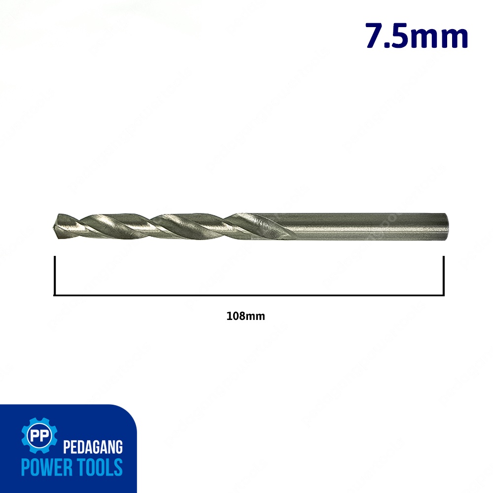 MOLLAR 7.5 MM MATA BOR BESI PELUBANG KAYU WOOD METAL HSS DRILL BITS