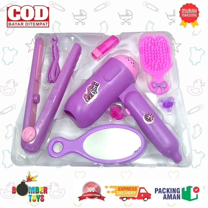 MAINAN ANAK ALAT SALON HAIR DRYER HAIRDRYER LIPSTIK TAS KECANTIKAN RAMBUT LENGKAP