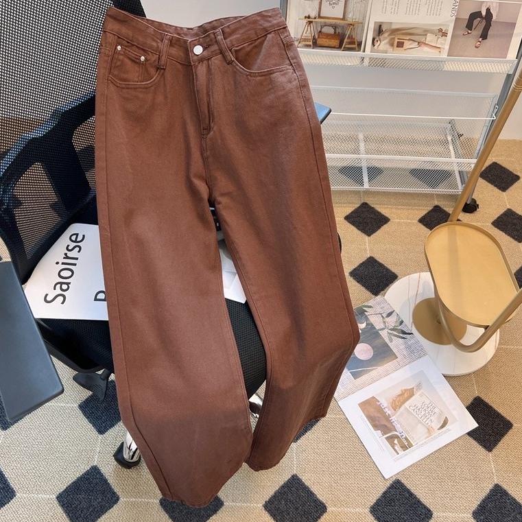 READY Sevins - celana panjang highwaist kulot jeans army coklat/kulot jeans wanita