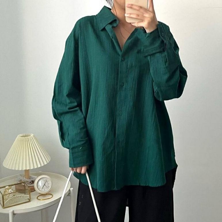 MURAH Kemeja Basic Oversize Linen Crinkle Premium // Kemeja Linen Oversize - SUKI 2022