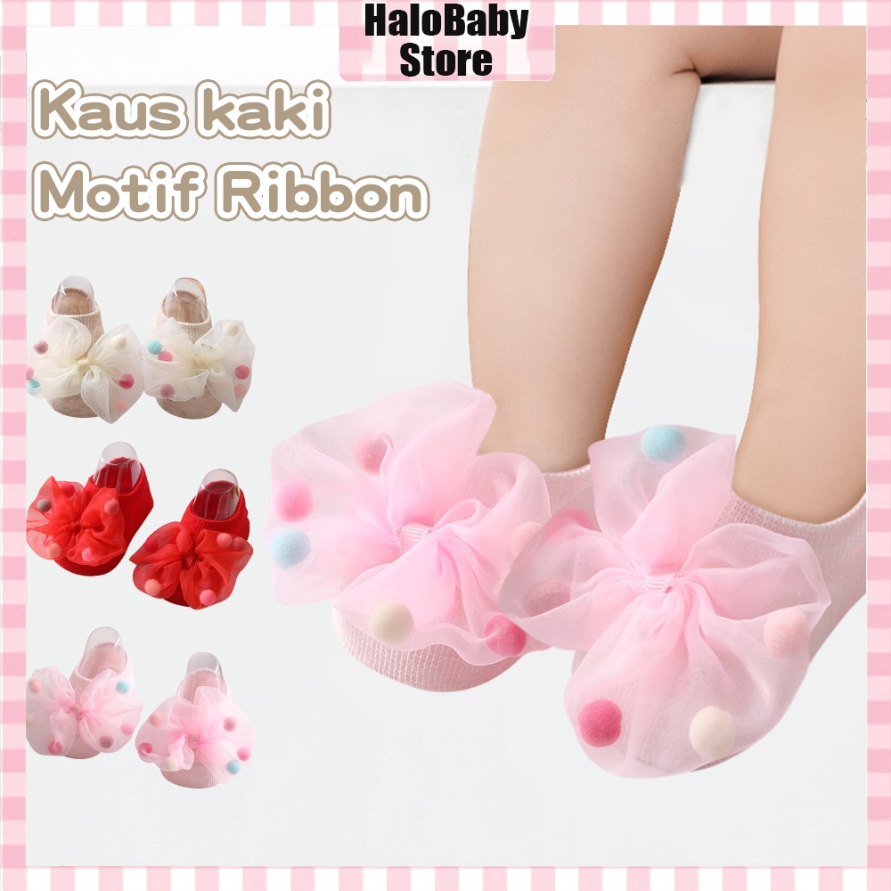 Halobaby Kaos kaki bayi lucu/Kaus kaki Motif Ribbon/kaus kaki anak anti slip