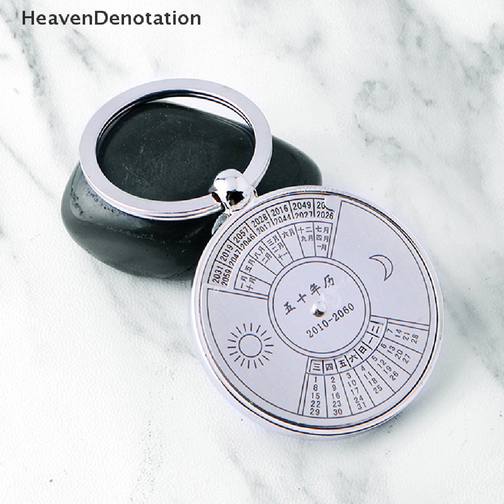 [HeavenDenotation] 50tahun Kalender Abadi Keyring Keychain Logam Peringatan Kerajinan Tangan Zinc Alloy Key Chain Ring Tools Dekorasi HDV