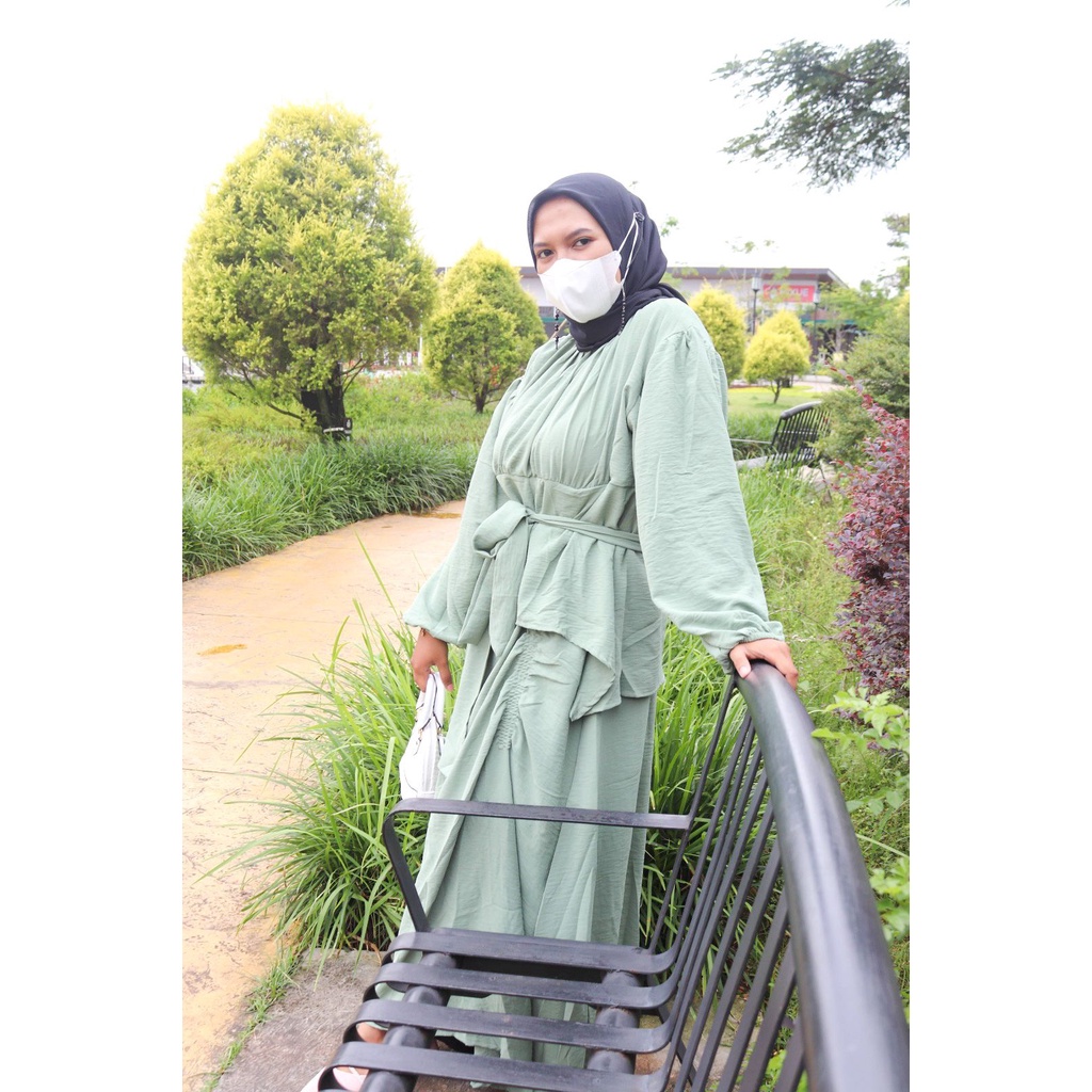 Shilla Dress Mewah Gamis Wanita Terbaru 2023 Kekinian Bahan Crinkle Airflo Premium polos jumbo size M L XL