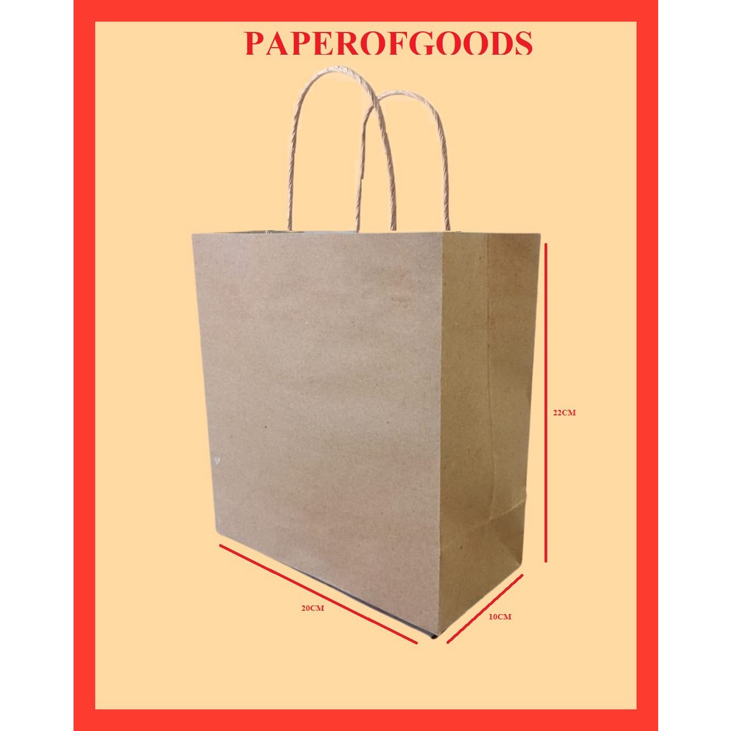 

Paperbag / paper bag / Kantong kertas warna coklat uk.20x11x20cm