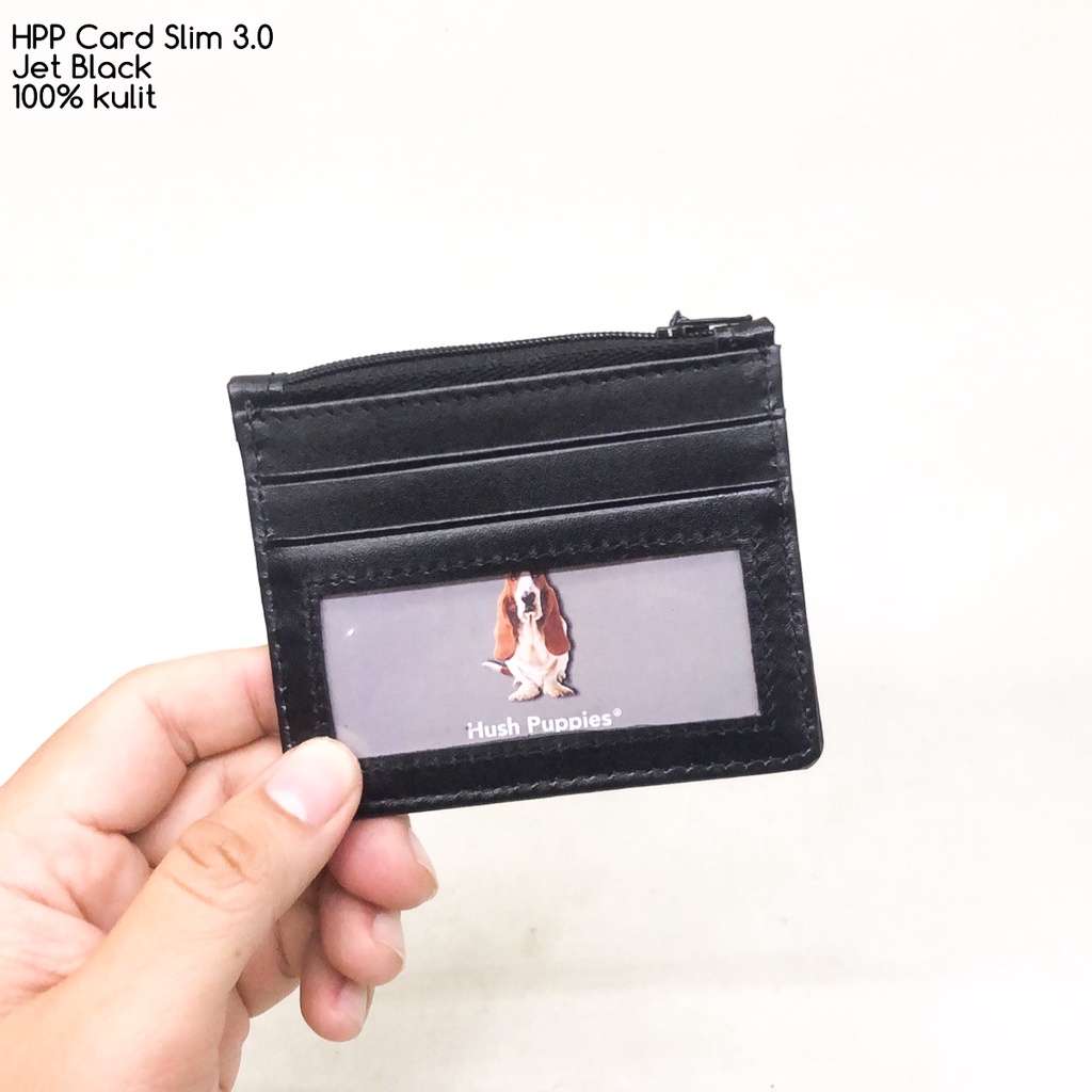 dompet kartu hushpuppies card slim 3.0 jet black premium quality dompet pria dompet kulit