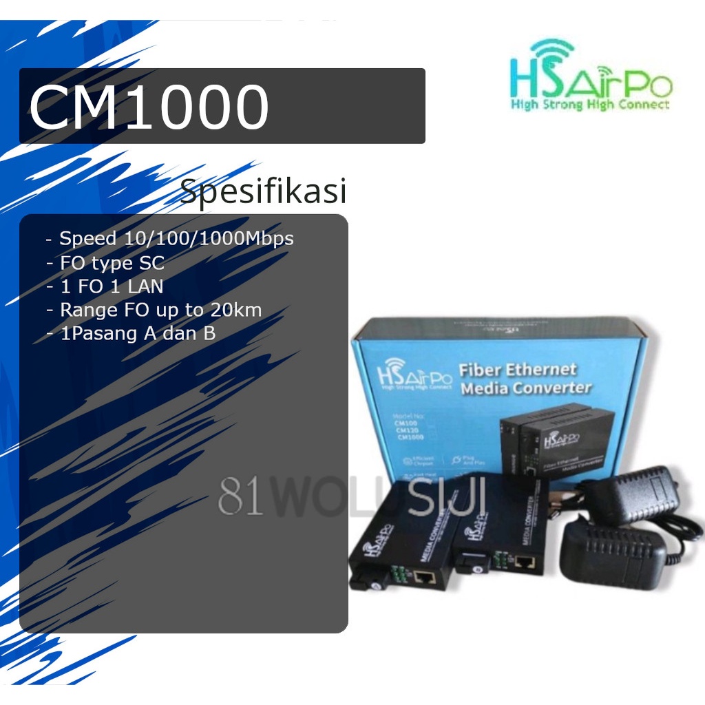 Media Converter LAN to Fiber Optic HSAirpo CM1000 10/100/1000Mbps