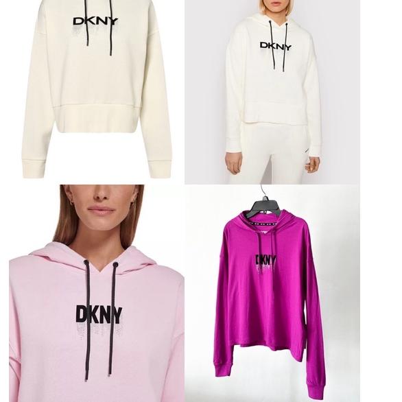 ☀ DKNY SPORT Rhinestone Logo Cotton-Blend Hoodie ✭