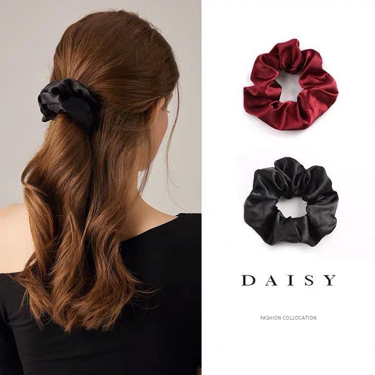 SCRUNCHIE SATIN silk ikat rambut wanita Scrunchie Karet Rambut Korea