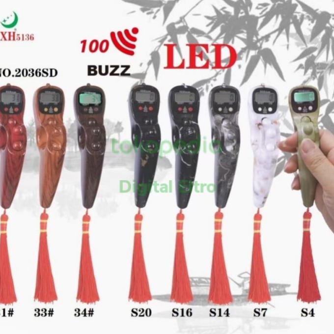 Tasbih Digital Premium Motif Kayu Marmer Led Alarm Per 100 Bunyi