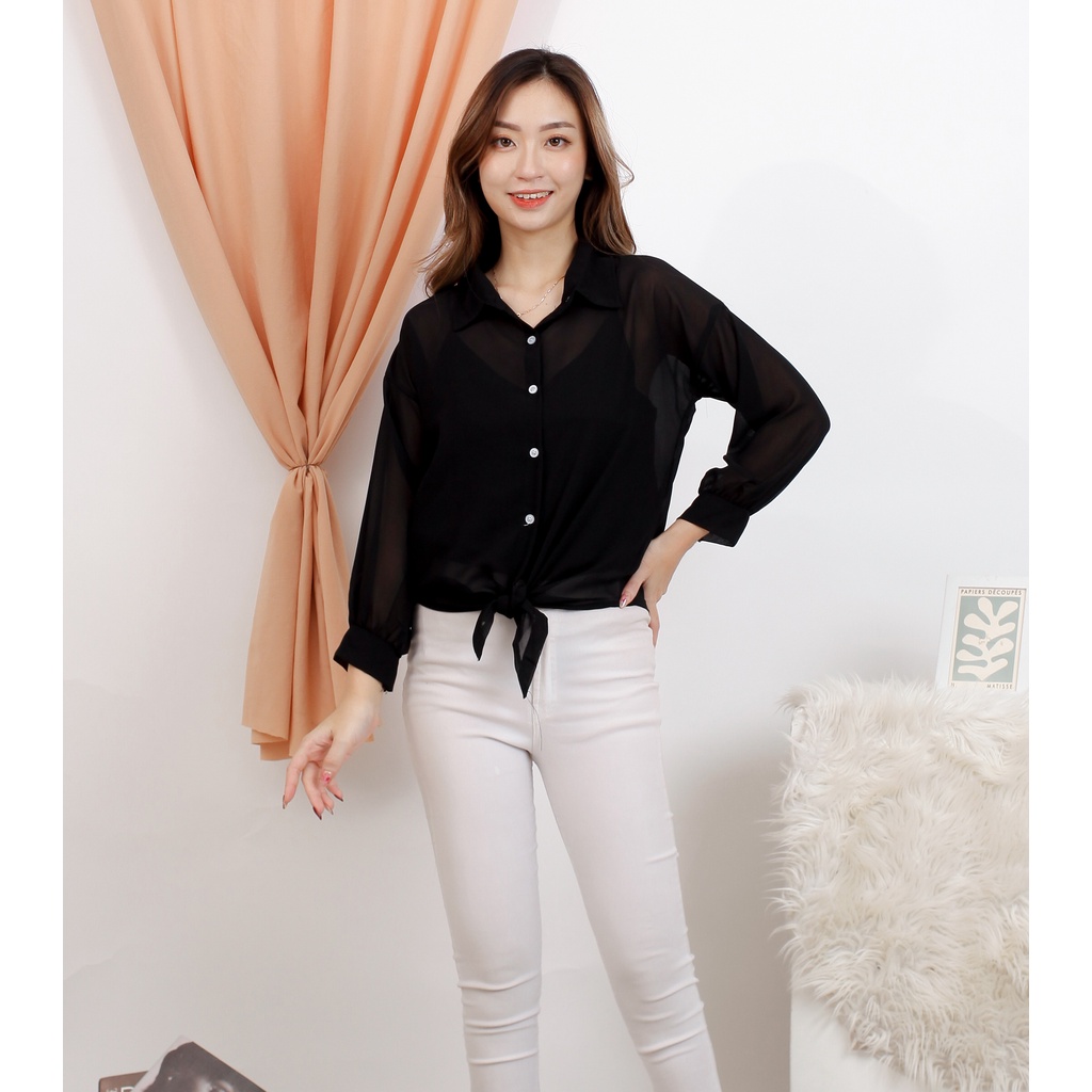 Basic id fashion Outer Model kemeja / Outer wanita korean style sifon