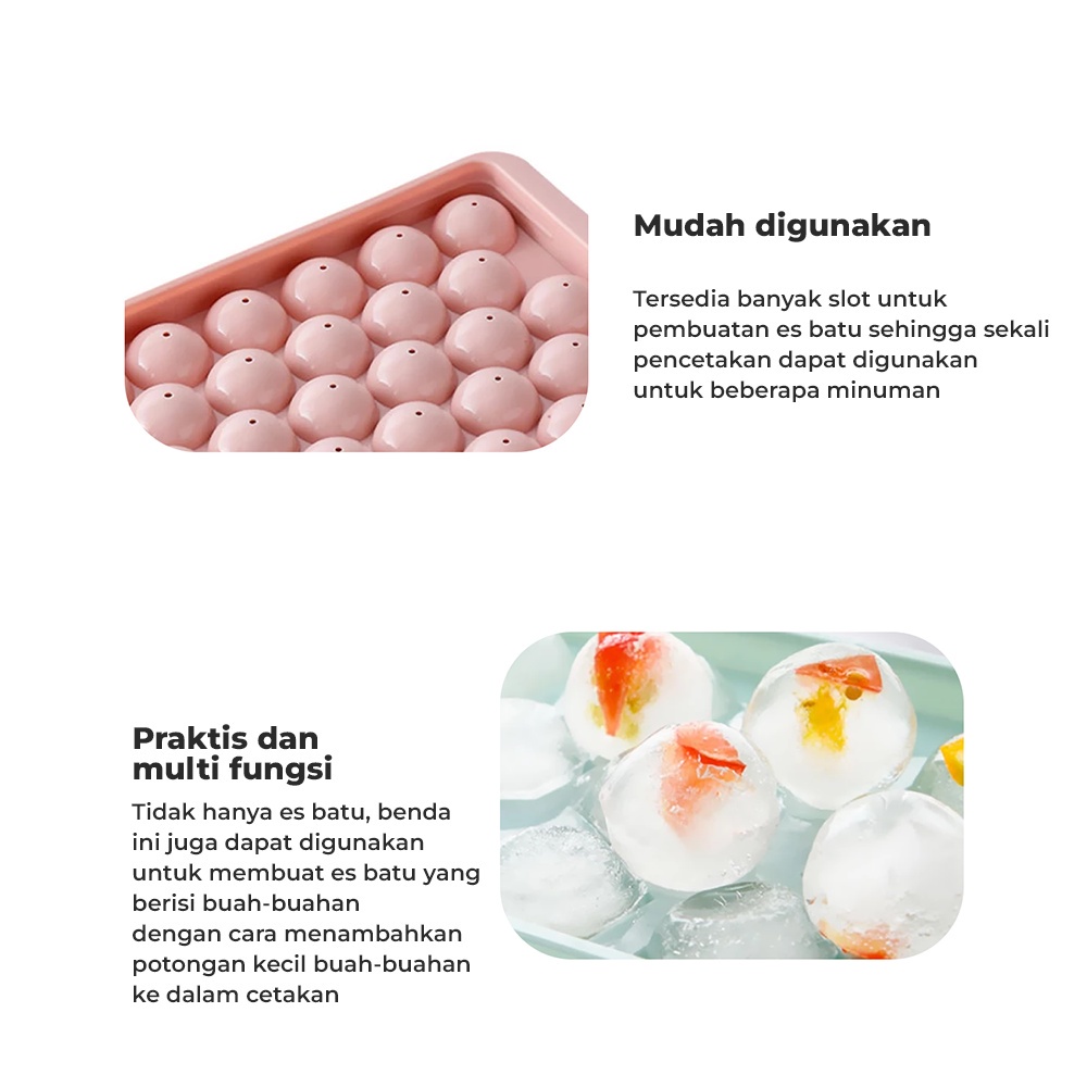 Cetakan Es Batu 33 Slot Cetakan Jelly Cetakkan Serbaguna Cetakkan Bulat