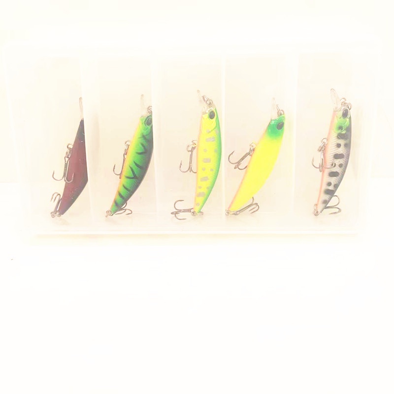 5 Pcs Kotak Ikan Kecil Ikan Kecil Umpan Pancing Bass Tenggelam 7 cm 4g Wobbler Buatan Keras Treble Hook Fishing Tackle