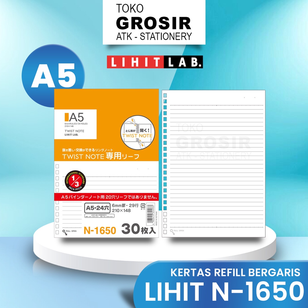 

LIHIT LAB Refill Isi Ulang Kertas Loose Leaf A5 Bergaris N-1650