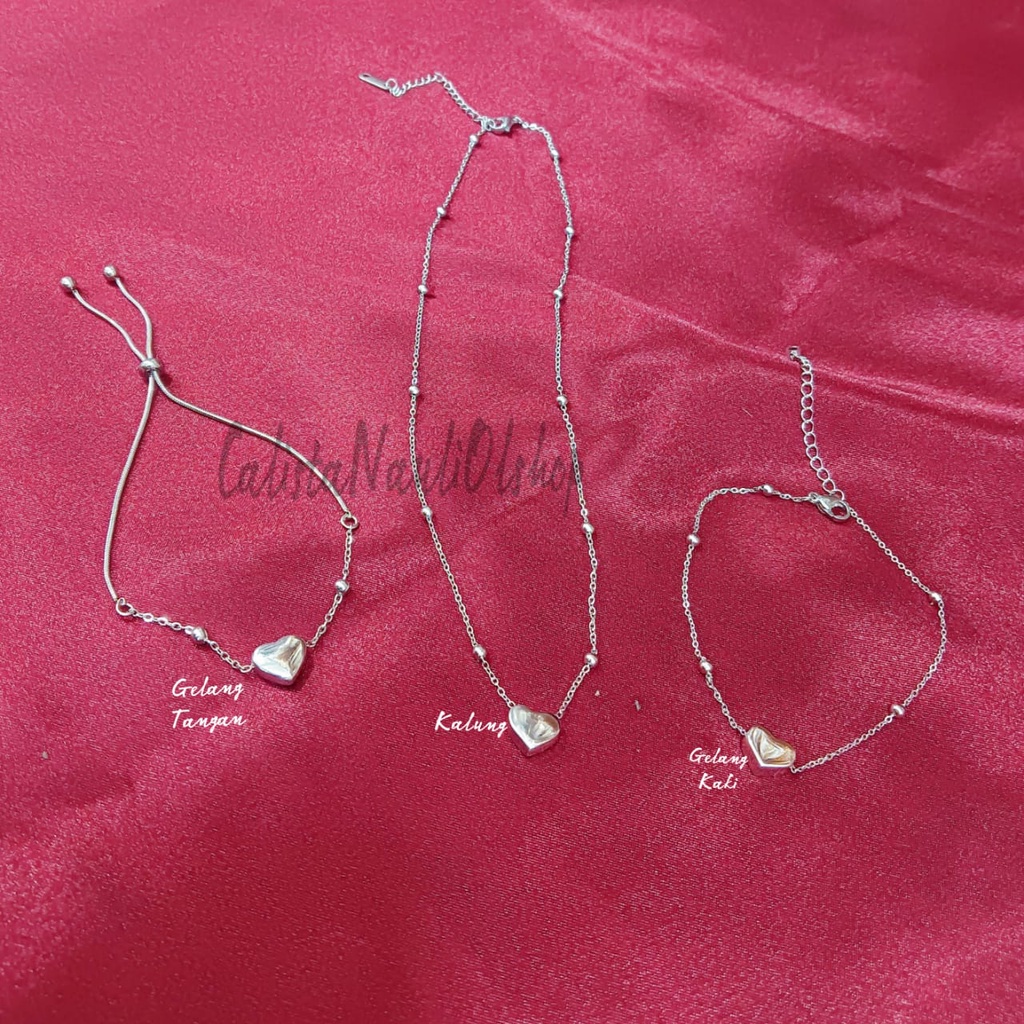 Set Kalung+Gelang Titanium Love Jedar Fashion Anti Karat Dan Anti Luntur