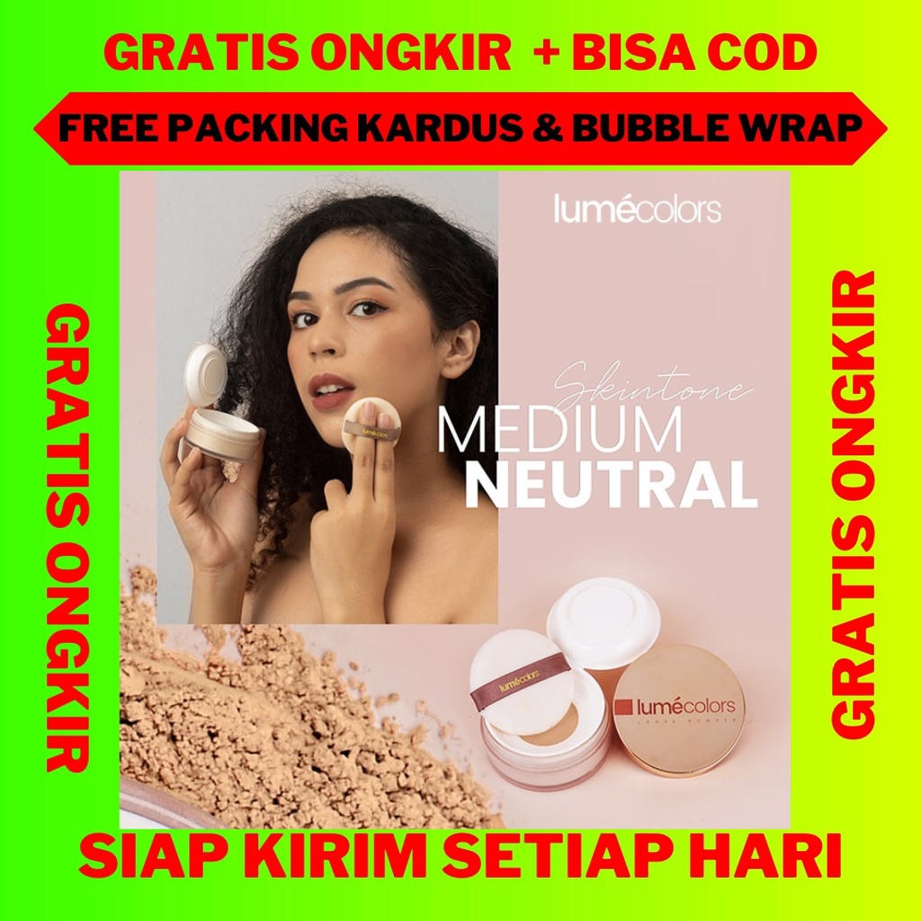 Lumecolors Loose Powder Medium Neutral, Bedak Tabur Lumecolors, Lumecolors Loose Powder, Lumecolors 