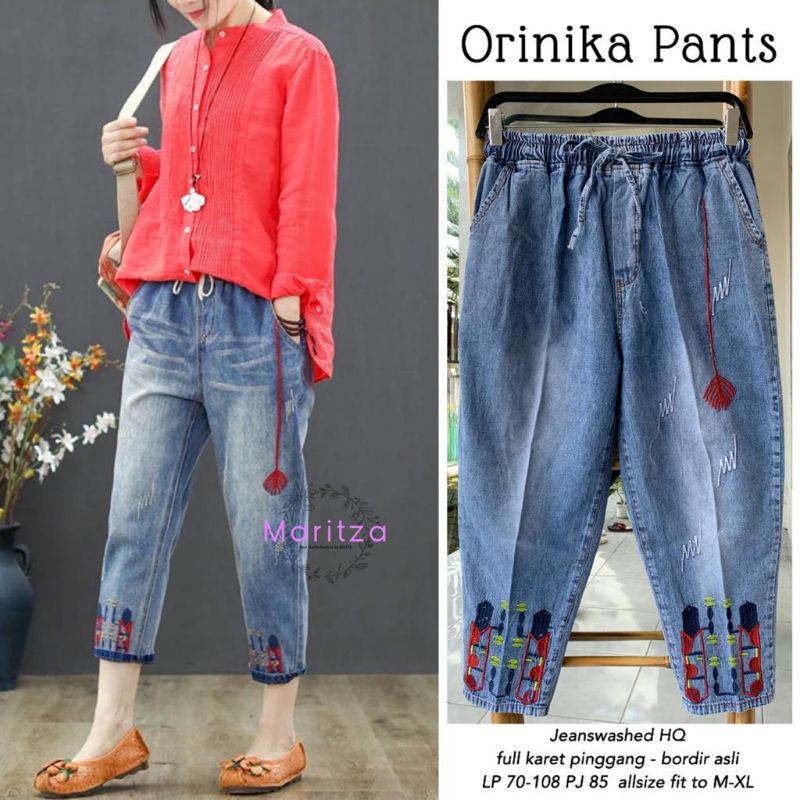 Ozaika Jeans Rubber Pants / Orinika Bordir Jeans Boyfriend