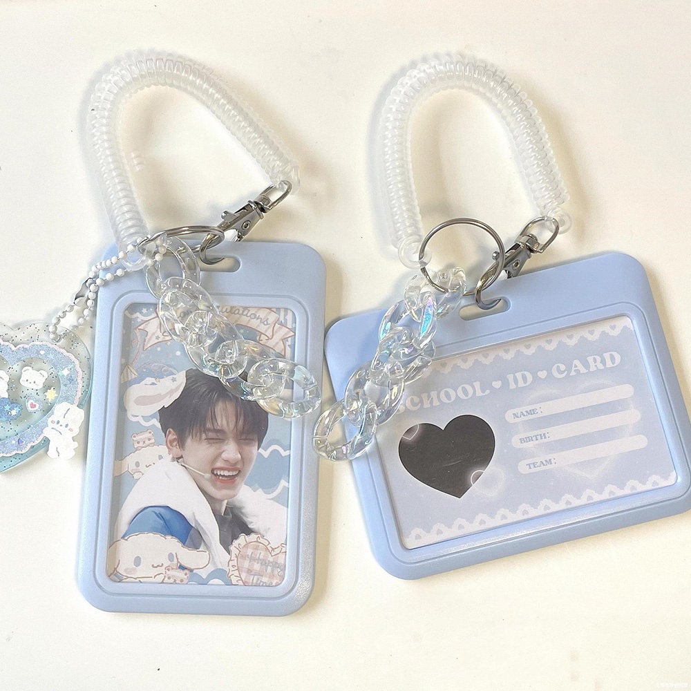 [COD Tangding] INS Lucu Idola Biru Photocard Holder Kartu Kredit Gantung Cover Pelindung Gantungan Kunci Tas Liontin