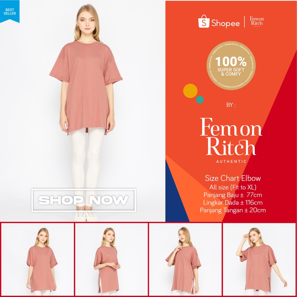 Kaos Jumbo Wanita Oversize Elbow DustyRose