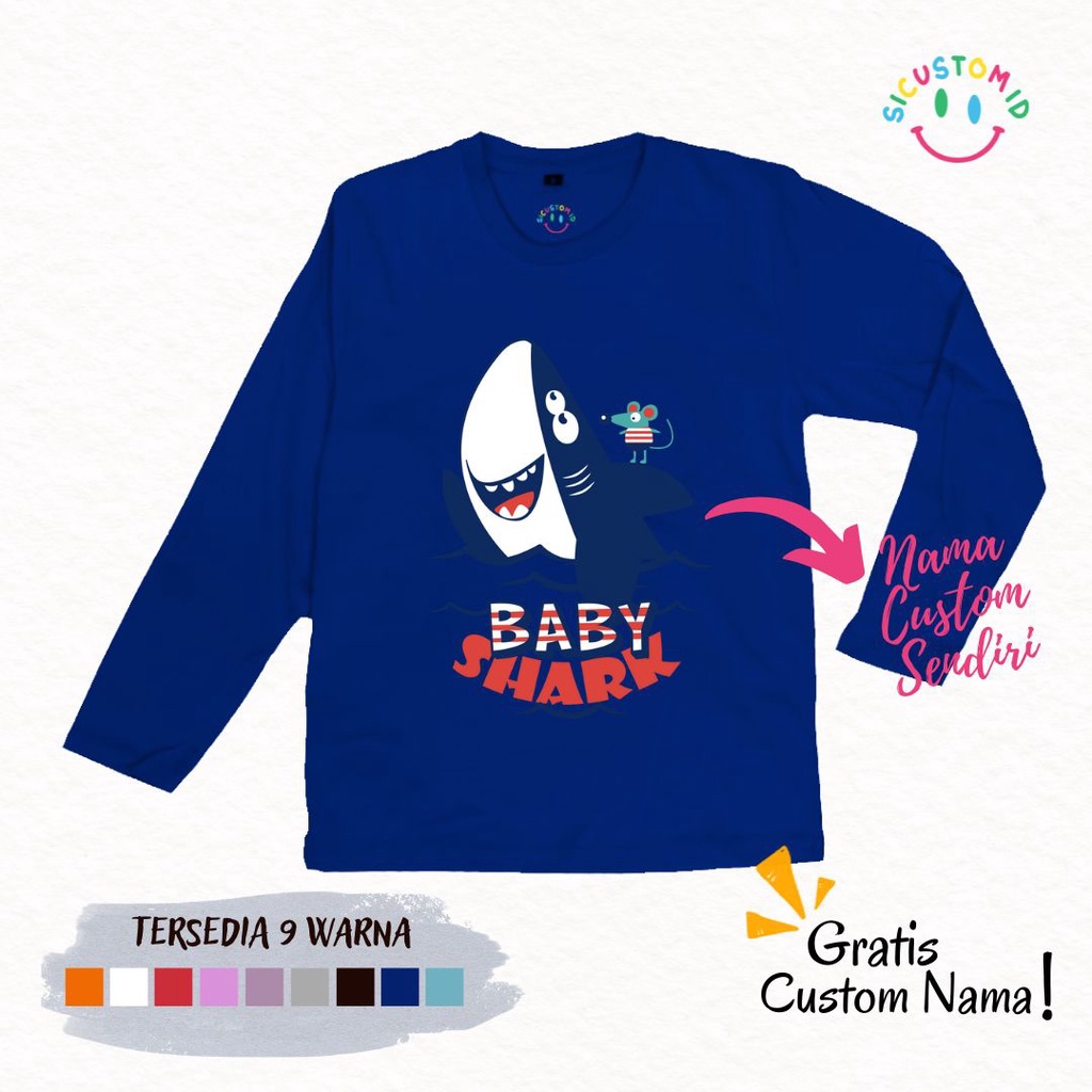 TERLARIS BAJU KAOS ANAK TANGAN PANJANG BABY SHARK KARTUN ANAK YOUTUBE