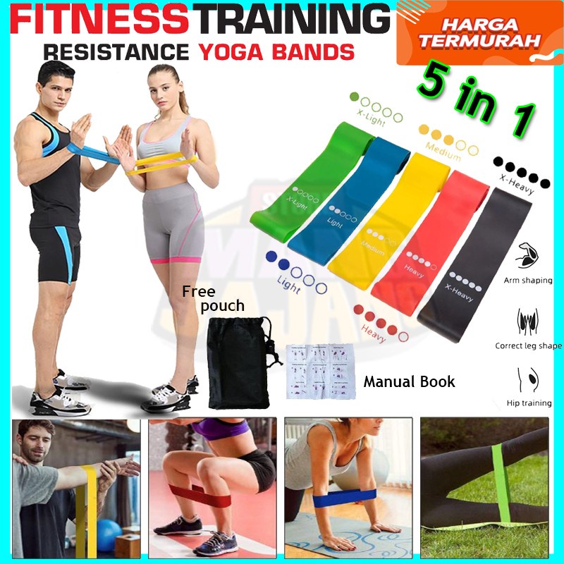 RESISTANCE LOOP BAND 5in1 KARET ELASTIS TALI YOGA GYM FITNESS BODY