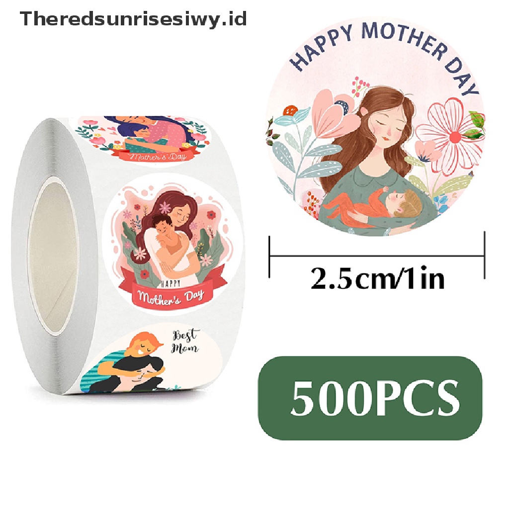 #New# 500pcs/roll Stiker Label Hadiah Happy Mothers Day Kraft Bentuk Bulat Stiker~